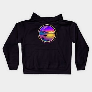 Sun and moon astral retro colorfull sticker Kids Hoodie